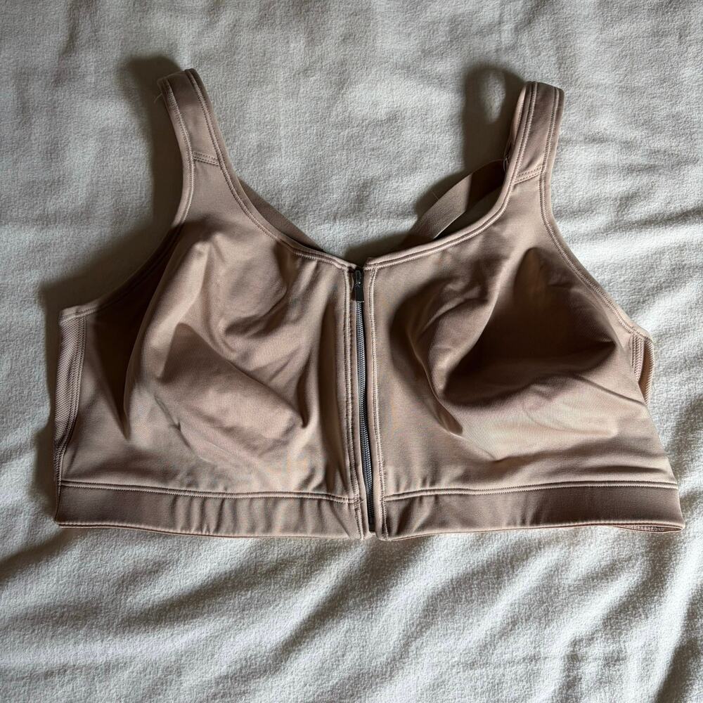 Playtex 18 Hour Front Zip Wireless Comfort Bra Nude Tan 2XL Style 4886